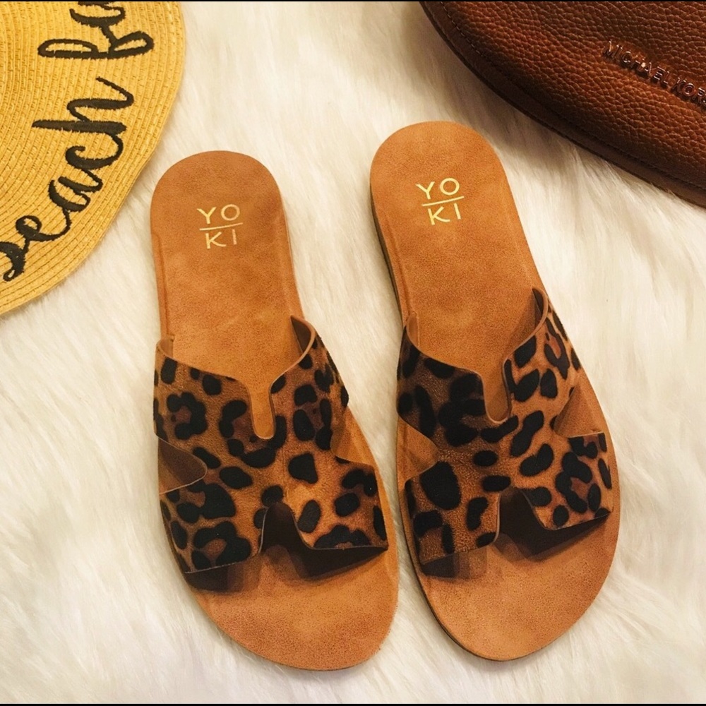 Fierce Vegan Leopard Slides